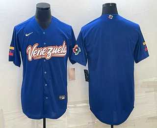 Mens Venezuela Baseball Blank 2023 Royal World Classic Stitched Jersey